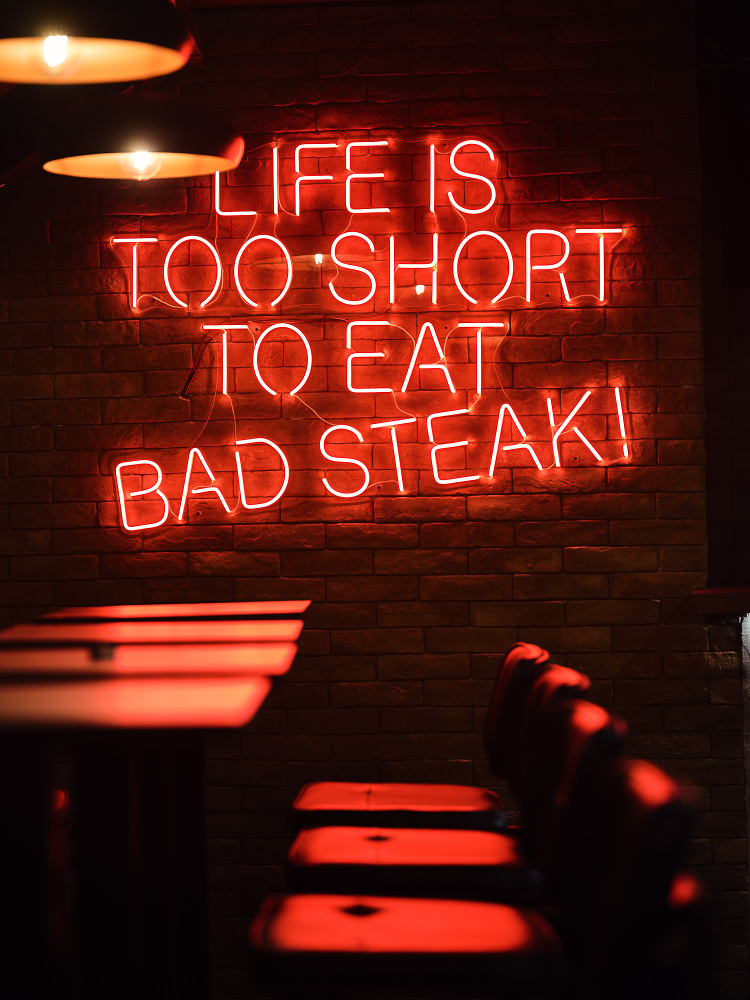 Detalhe da decoração do CORTE Steakhouse
